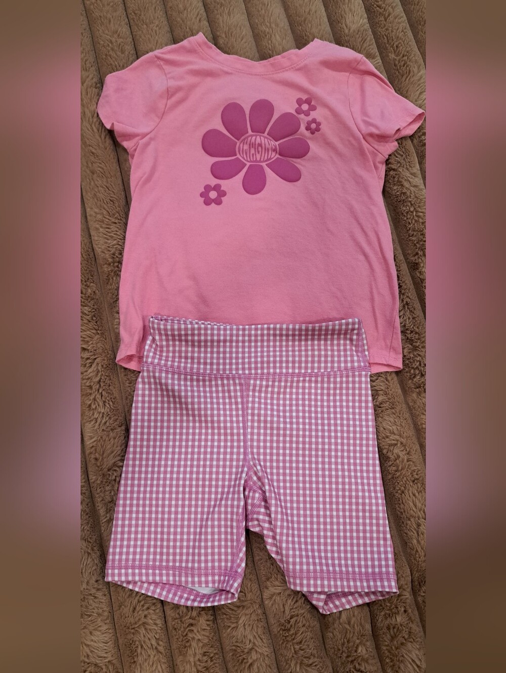Cat And Jack Top 90 Degree By Reflex Shorts Mixed Set Pink Gingham Small 6/7